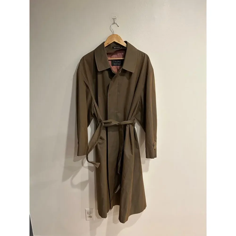 Vintage Barney's New York Brown oversized belted trench coat mens sz 40 S